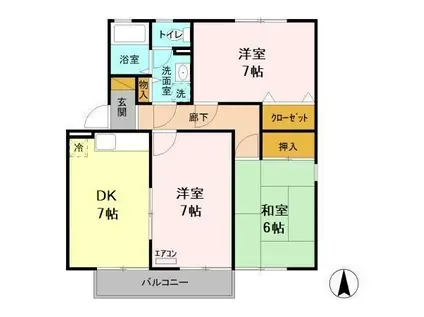 グランドソレイユ C(3DK/2階)の間取り写真