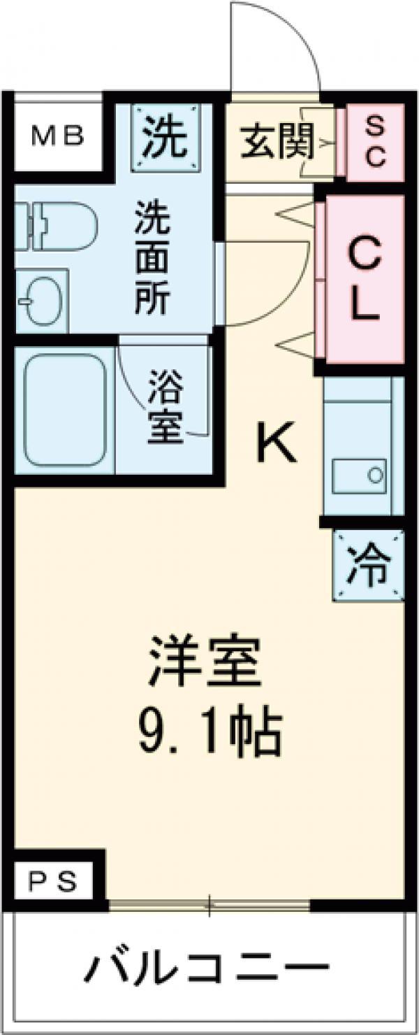 プレール・ドゥーク方南町(1K/4階)の間取り写真