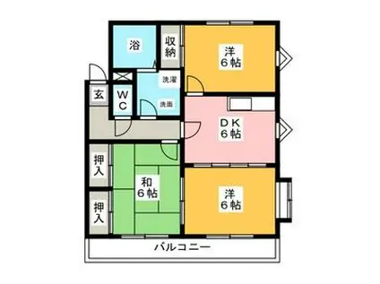 サンヴィラ篠田(3DK/1階)の間取り写真