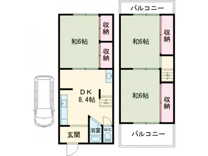 阪急電鉄嵐山線 松尾大社駅 徒歩12分 2階建 築58年(3DK)の間取り写真