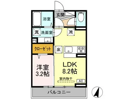 ヴィラクレストⅥ(1LDK/2階)の間取り写真
