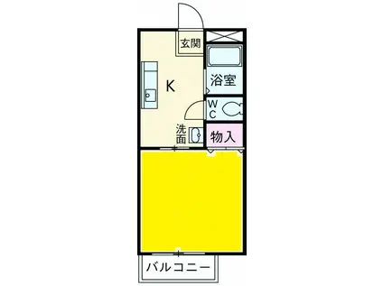 エクボ荘(1K/2階)の間取り写真