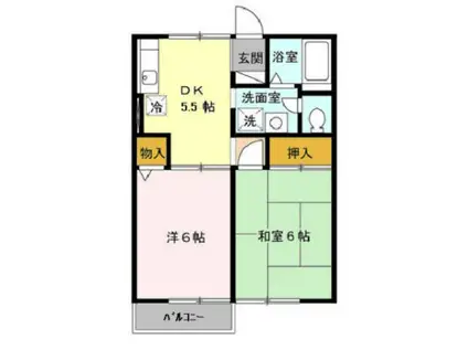 グリーンテリア第5(2DK/2階)の間取り写真