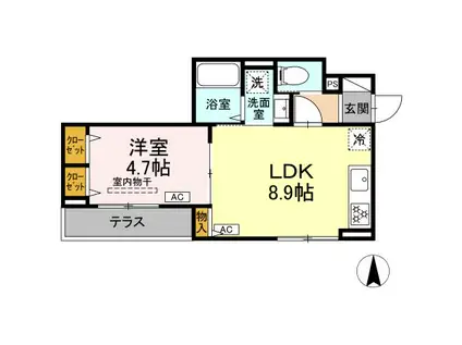 セレスティア東葛西Ⅴ(1LDK/1階)の間取り写真