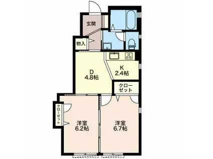 サンフラワーE(2DK/1階)の間取り写真