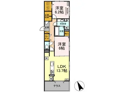 DS LIEN  D(2LDK/1階)の間取り写真