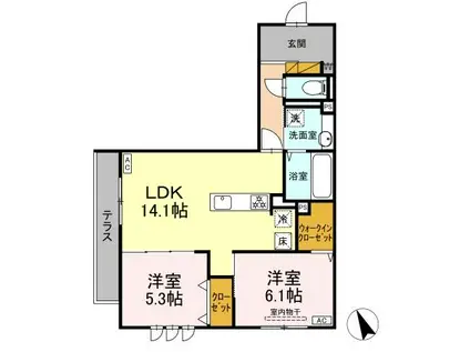 DS LIEN  D(2LDK/1階)の間取り写真