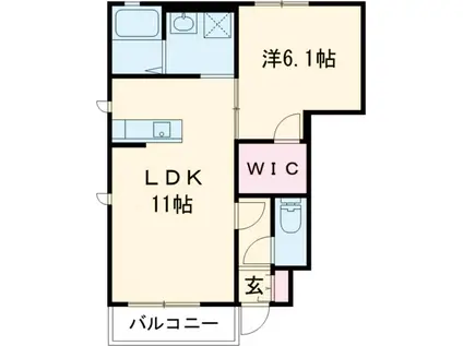 レジュ ウィール(1LDK/2階)の間取り写真