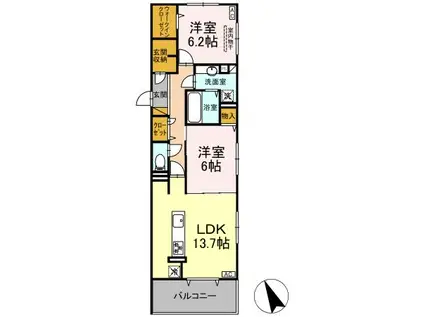 DS LIEN  D(2LDK/2階)の間取り写真