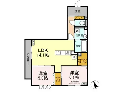 DS LIEN  D(2LDK/3階)の間取り写真