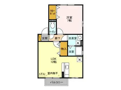 グラシアスC(1LDK/2階)の間取り写真