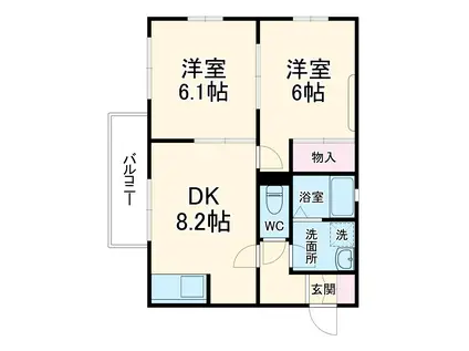 フラワーコーポK(2DK/1階)の間取り写真