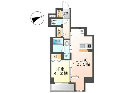 THE BLOSSOM 新栄(1LDK/8階)の間取り写真