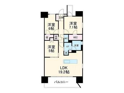 レーベン南大高 THE ONE(3LDK/15階)の間取り写真