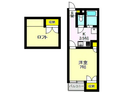 シティーハイツ石原(1K/2階)の間取り写真