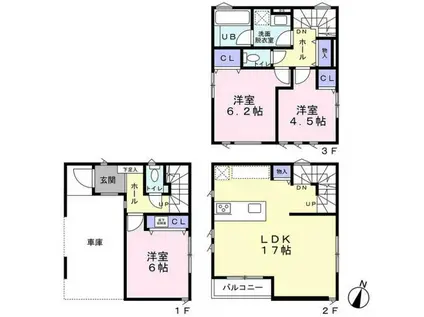 京浜急行電鉄本線 鶴見市場駅 徒歩11分 3階建 築1年(3LDK)の間取り写真