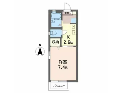 ハウスウッドベル(1K/1階)の間取り写真