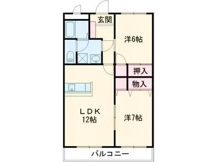 サニーキャッスル(2LDK/1階)の間取り写真