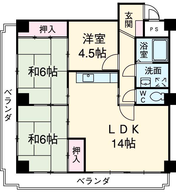 ラフォーレカトウ(3LDK/2階)の間取り写真