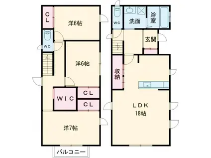 宇都宮芳賀ライト線 陽東３丁目駅 徒歩39分 2階建 築1年(3LDK)の間取り写真
