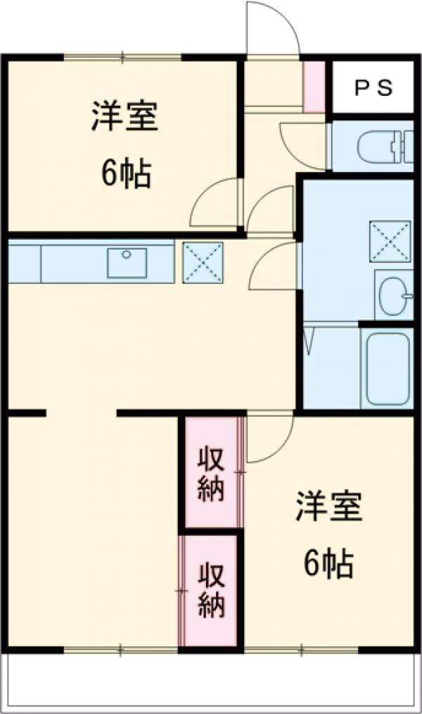 伊勢崎第2コートハウス(2LDK/1階)の間取り写真