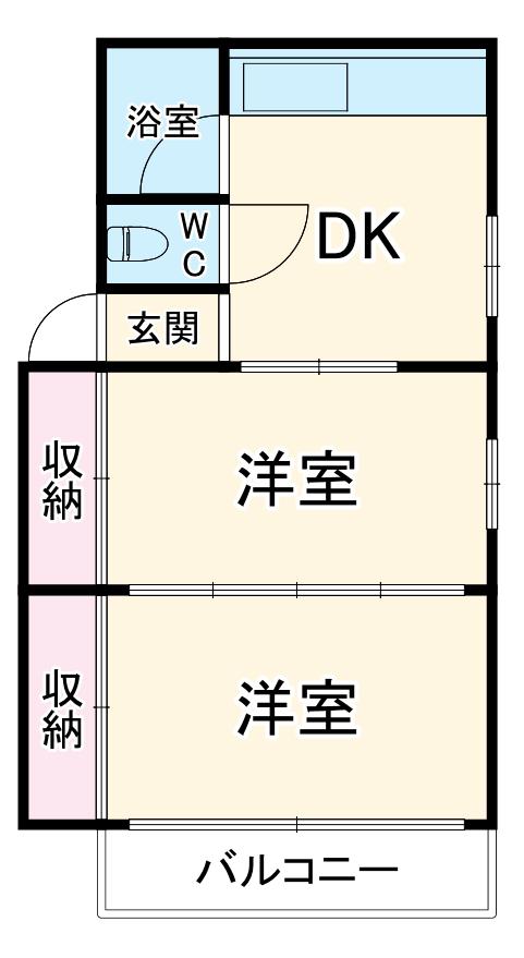 竹谷マンション(2K/3階)の間取り写真