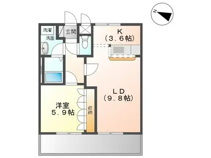 RUINS・HILL(1LDK/1階)の間取り写真