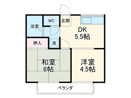 ウィングハイツ片貝(2DK/1階)の間取り写真