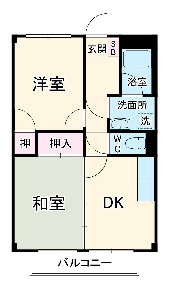 SURPLUS矢田(2DK/1階)の間取り写真