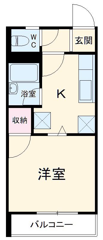 レクリオヒロ西池新田(1K/2階)の間取り写真