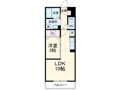 ソレイユC(1LDK/1階)の間取り写真