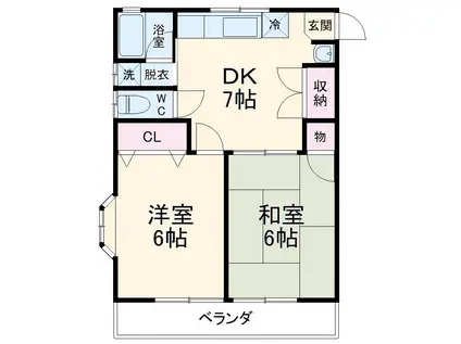 コーポサンタクララ(2DK/2階)の間取り写真