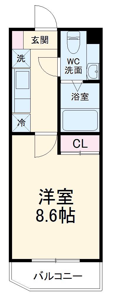 LOCS SHINYURIGAOKA(1K/3階)の間取り写真