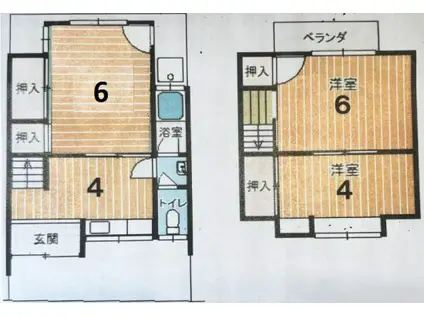 東海道本線 向日町駅 徒歩14分 2階建 築59年(3K)の間取り写真