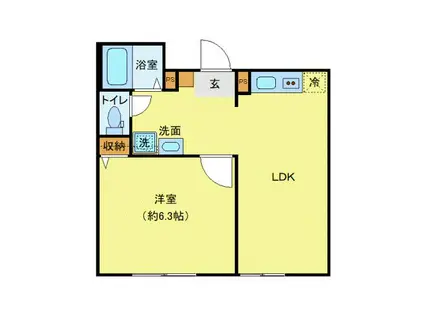 エクセラン南千住Ⅱ(1LDK/1階)の間取り写真