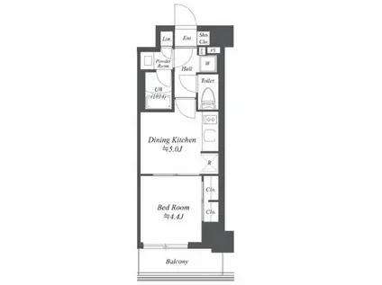 ディームス根岸(1DK/2階)の間取り写真