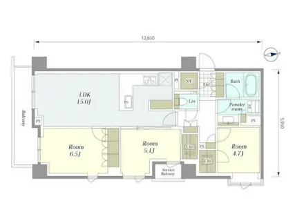 ブリリア中目黒青葉台(3LDK/5階)の間取り写真