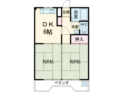 メゾンドゥ田園(2DK/1階)の間取り写真