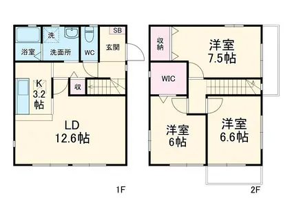 おおさか東線 城北公園通駅 徒歩10分 2階建 築13年(3LDK)の間取り写真