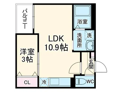 JACK SHUKUCHIⅡ(1LDK/3階)の間取り写真