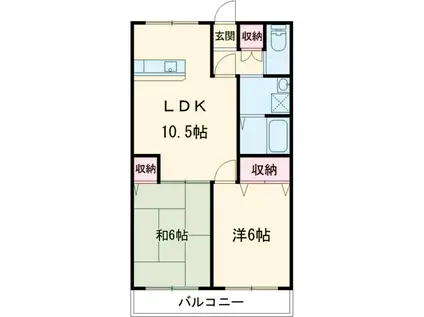 コーラルリーフ(2LDK/2階)の間取り写真