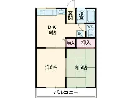 メゾンアムールⅠ(2DK/1階)の間取り写真