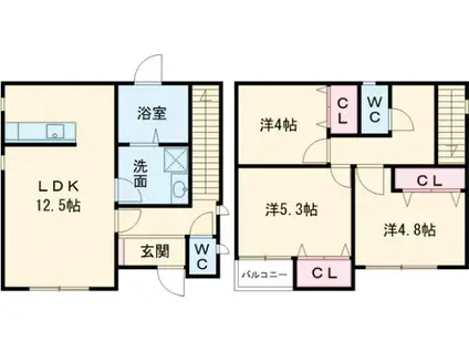 上越線 群馬総社駅 徒歩28分 2階建 築6年(3LDK)の間取り写真