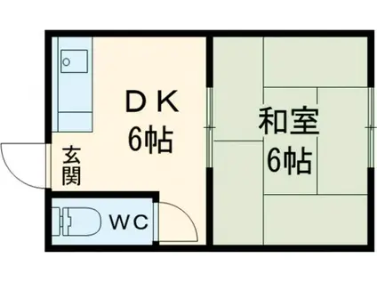 松村荘(1DK/2階)の間取り写真