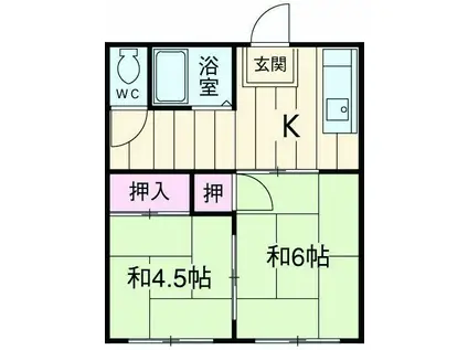 サイレンスコーポ(2K/2階)の間取り写真