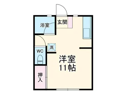 ハイジア(ワンルーム/2階)の間取り写真