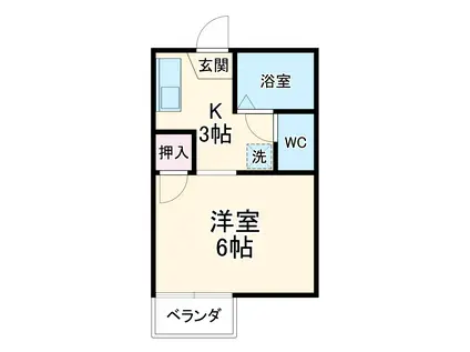 ヴィラ百々(1K/2階)の間取り写真