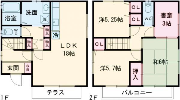 小田急電鉄小田原線 玉川学園前駅 徒歩22分 2階建 築33年(3SLDK)の間取り写真