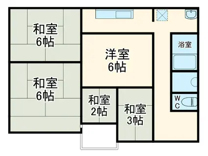 名鉄名古屋本線 東岡崎駅 徒歩18分 2階建 築76年(3K)の間取り写真