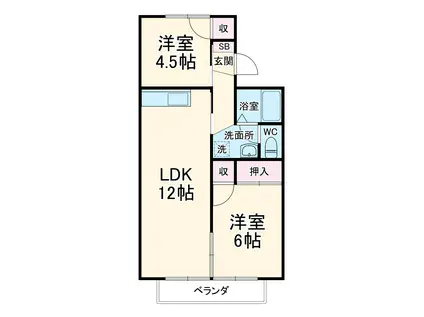 セジュール高貴(2LDK/2階)の間取り写真